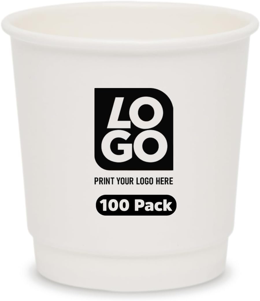 Großhandel individuelle Logo 4 Oz. Doppelwandige Pappbecher für heiße und kalte Getränke, Hersteller von benutzerdefinierten Kaffeetassen für Wasserautomaten, Partys oder Markenpromotion (Menge 100)