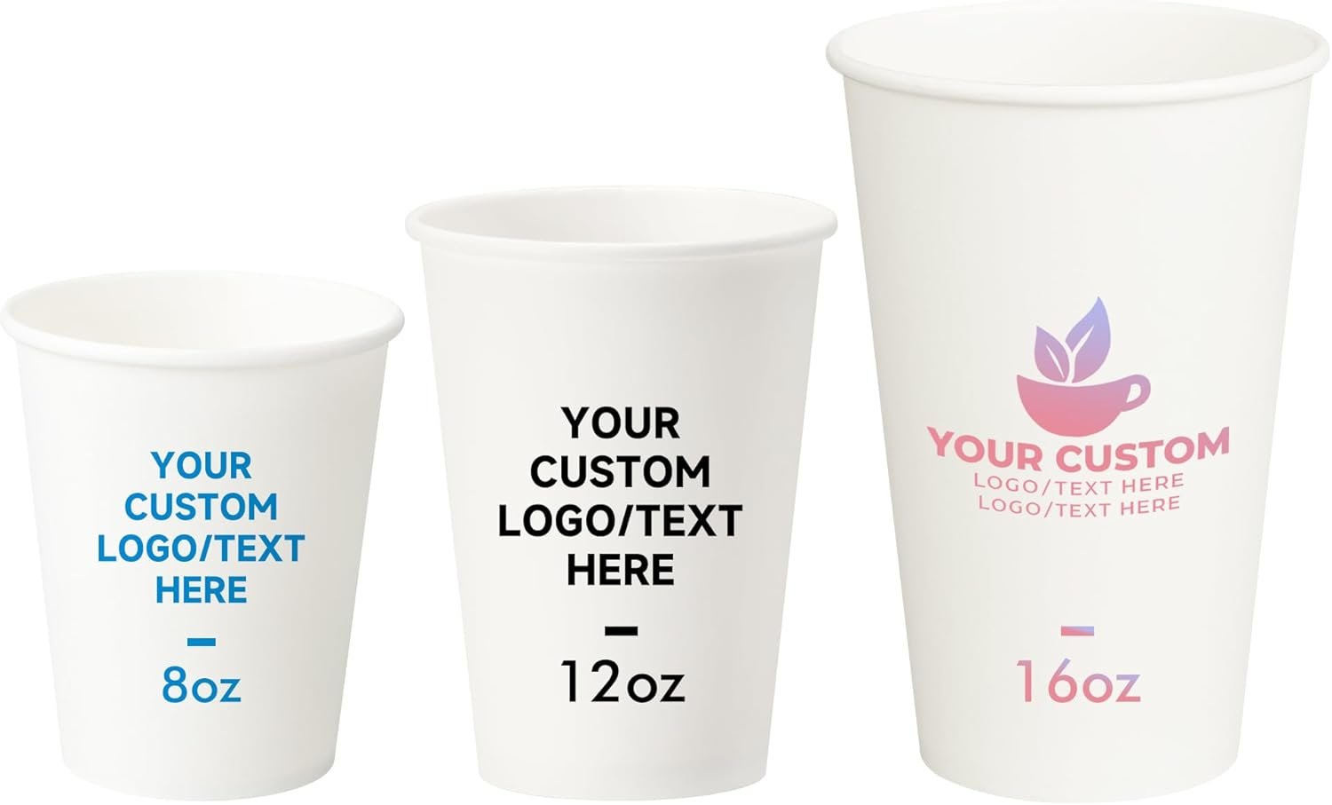 Großhandel individuelle Papierbecher 8 oz 12 oz 16 oz mit eigenem Logo, personalisierte Einwegbecher für Büro, Party, Hochzeiten, OEM Lösungen in Bulk