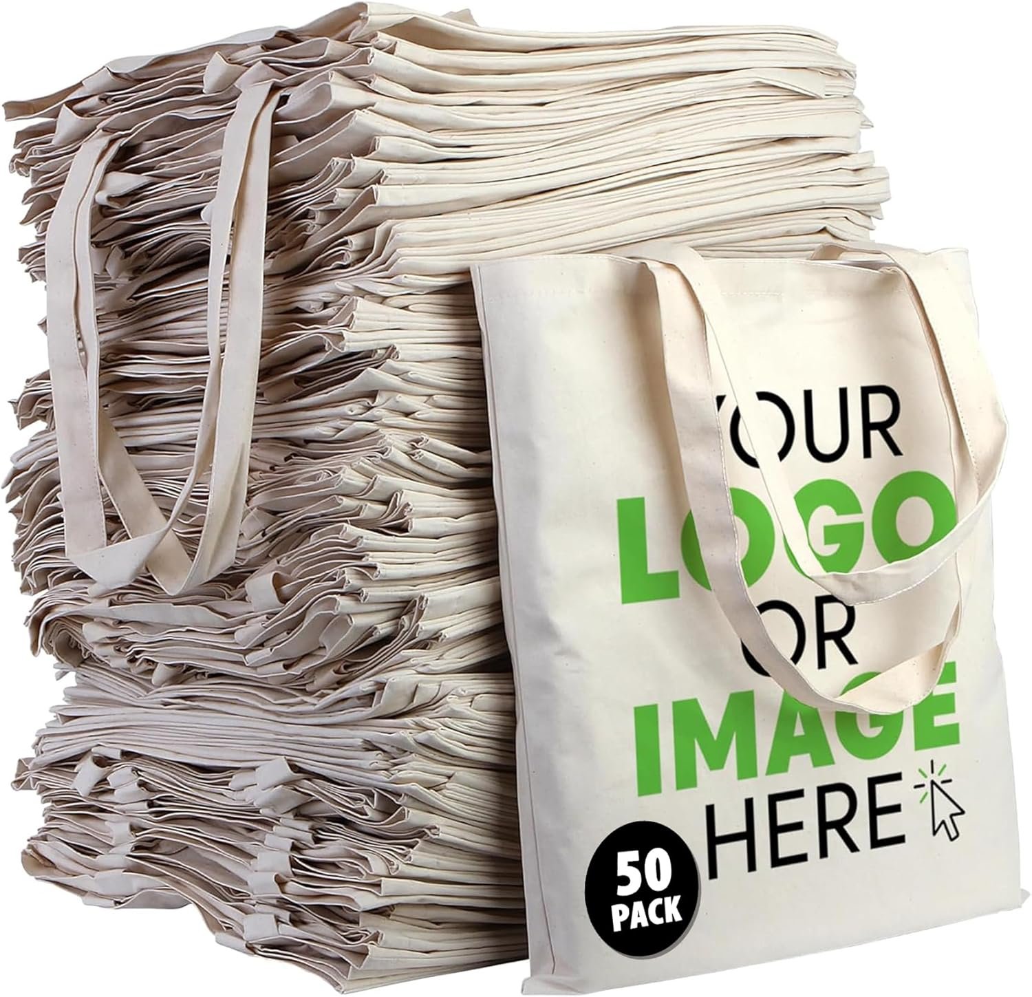 Großhandels-Packung mit 10/50/100 individuellen Canvas-Tragetaschen – wiederverwendbare Taschen für OEM-Business Branding-Events Großhandels-Packung mit 10/50/100 individuellen Canvas-Tragetaschen – wiederverwendbare Taschen für OEM-Business Branding-Events