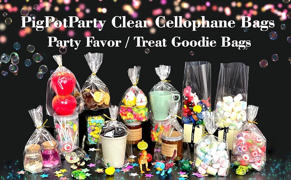 Großhandel Cellophane Treat Bags 6x9 Inch, 50 Pack klare Goodie Bags mit Bodenfalten für Stand-Up Display, kleine Plastiktüten für Cookies, Süßigkeiten, Partygeschenke, Popcorn, individuelles Logo, inklusive 50 goldene Bänder.