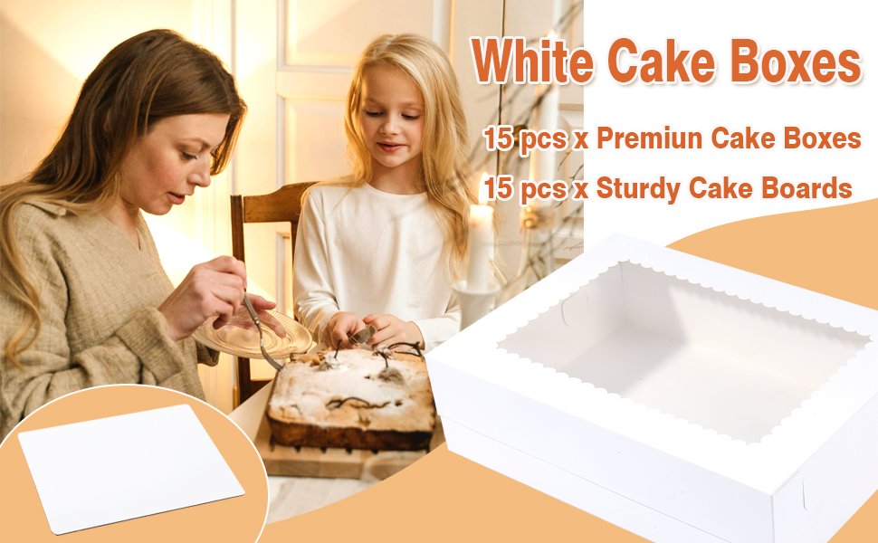 Individuelles Logo für 15 Pack Kuchenboxen 14x10x4 Zoll mit Kuchenbrett, weiße Bäckereiboxen für Viertelblechkuchen, Donuts, Cupcakes, Brownies und Kuchen, vom Hersteller geliefert. Individuelles Logo für 15 Pack Kuchenboxen 14x10x4 Zoll mit Kuchenbrett, weiße Bäckereiboxen für Viertelblechkuchen, Donuts, Cupcakes, Brownies und Kuchen, vom Hersteller geliefert.