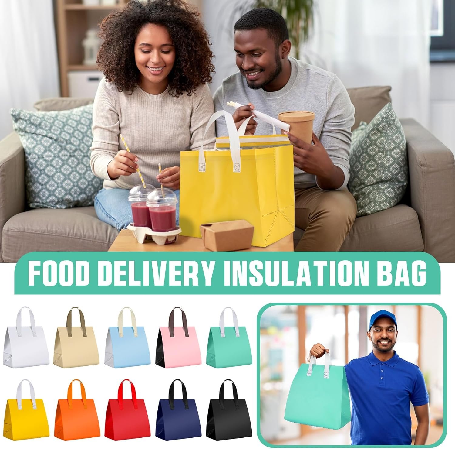 Großhandel Isolierte Take-Away-Taschen 50 Stk OEM Hersteller Thermoisolierend für Pizza Kaffee Milchtee heiße kalte Speisen Lieferung Catering Picknick 9,5 Großhandel Isolierte Take-Away-Taschen 50 Stk OEM Hersteller Thermoisolierend für Pizza Kaffee Milchtee heiße kalte Speisen Lieferung Catering Picknick 9,5