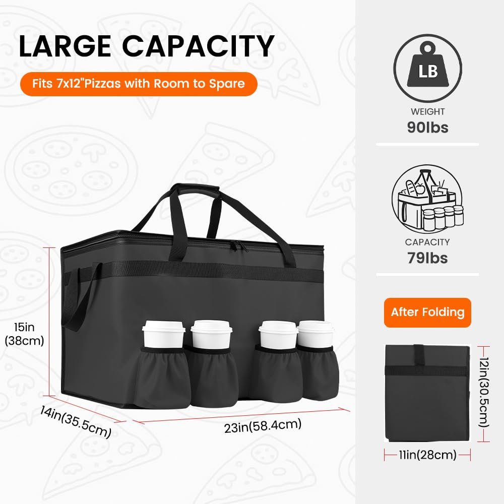 Großhandel XXXL-Isoliertasche für Lebensmittellieferung mit 4 Becherhaltern OEM hält warm/kalt Catering-Kühltasche mit Getränkehalter für Transport und Einkäufe Hersteller Schwarz Großhandel XXXL-Isoliertasche für Lebensmittellieferung mit 4 Becherhaltern OEM hält warm/kalt Catering-Kühltasche mit Getränkehalter für Transport und Einkäufe Hersteller Schwarz
