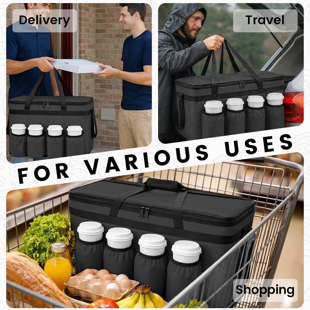 Großhandel XXXL-Isoliertasche für Lebensmittellieferung mit 4 Becherhaltern OEM hält warm/kalt Catering-Kühltasche mit Getränkehalter für Transport und Einkäufe Hersteller Schwarz Großhandel XXXL-Isoliertasche für Lebensmittellieferung mit 4 Becherhaltern OEM hält warm/kalt Catering-Kühltasche mit Getränkehalter für Transport und Einkäufe Hersteller Schwarz