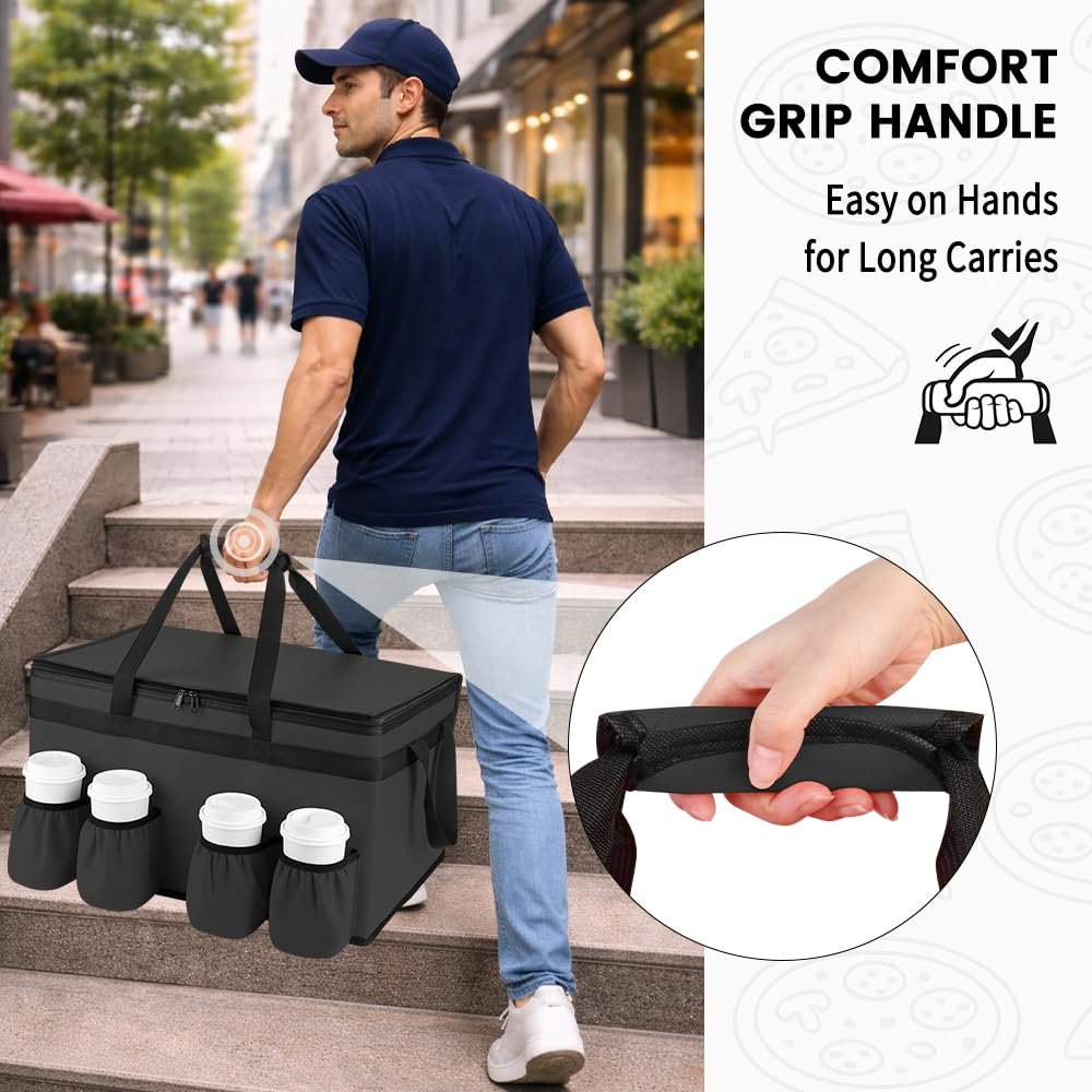 Großhandel XXXL-Isoliertasche für Lebensmittellieferung mit 4 Becherhaltern OEM hält warm/kalt Catering-Kühltasche mit Getränkehalter für Transport und Einkäufe Hersteller Schwarz Großhandel XXXL-Isoliertasche für Lebensmittellieferung mit 4 Becherhaltern OEM hält warm/kalt Catering-Kühltasche mit Getränkehalter für Transport und Einkäufe Hersteller Schwarz