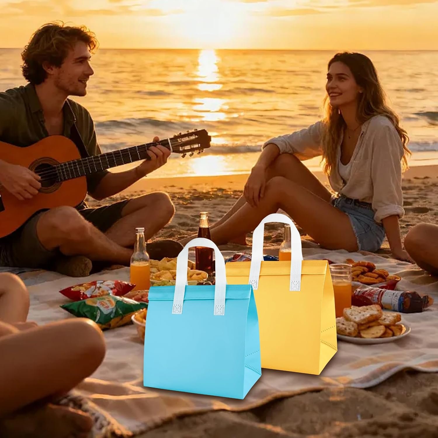 Hersteller Isolierte Einweg-Take-Away-Taschen 23 x 23 x 15 cm 25er Set Thermotaschen für heiße/kalte Speisen Kaffee Milchtee Lieferung Catering Großhandel OEM 5 Farben