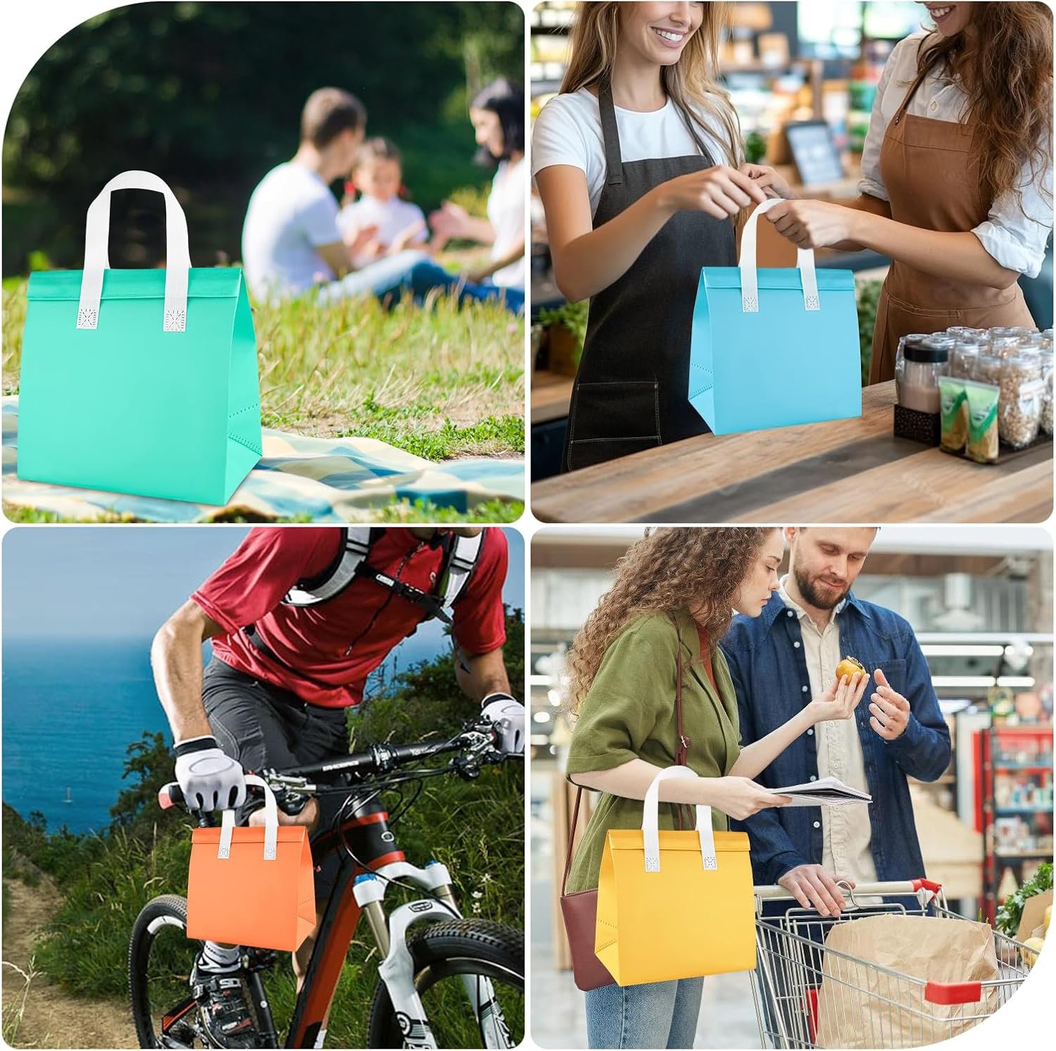 Hersteller Isolierte Einweg-Take-Away-Taschen 23 x 23 x 15 cm 25er Set Thermotaschen für heiße/kalte Speisen Kaffee Milchtee Lieferung Catering Großhandel OEM 5 Farben