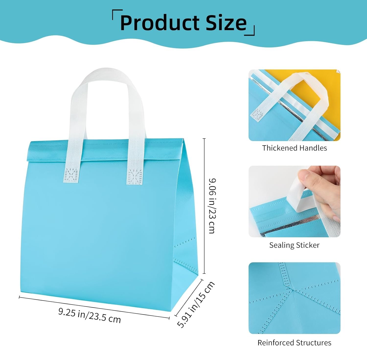 Hersteller Isolierte Einweg-Take-Away-Taschen 23 x 23 x 15 cm 25er Set Thermotaschen für heiße/kalte Speisen Kaffee Milchtee Lieferung Catering Großhandel OEM 5 Farben