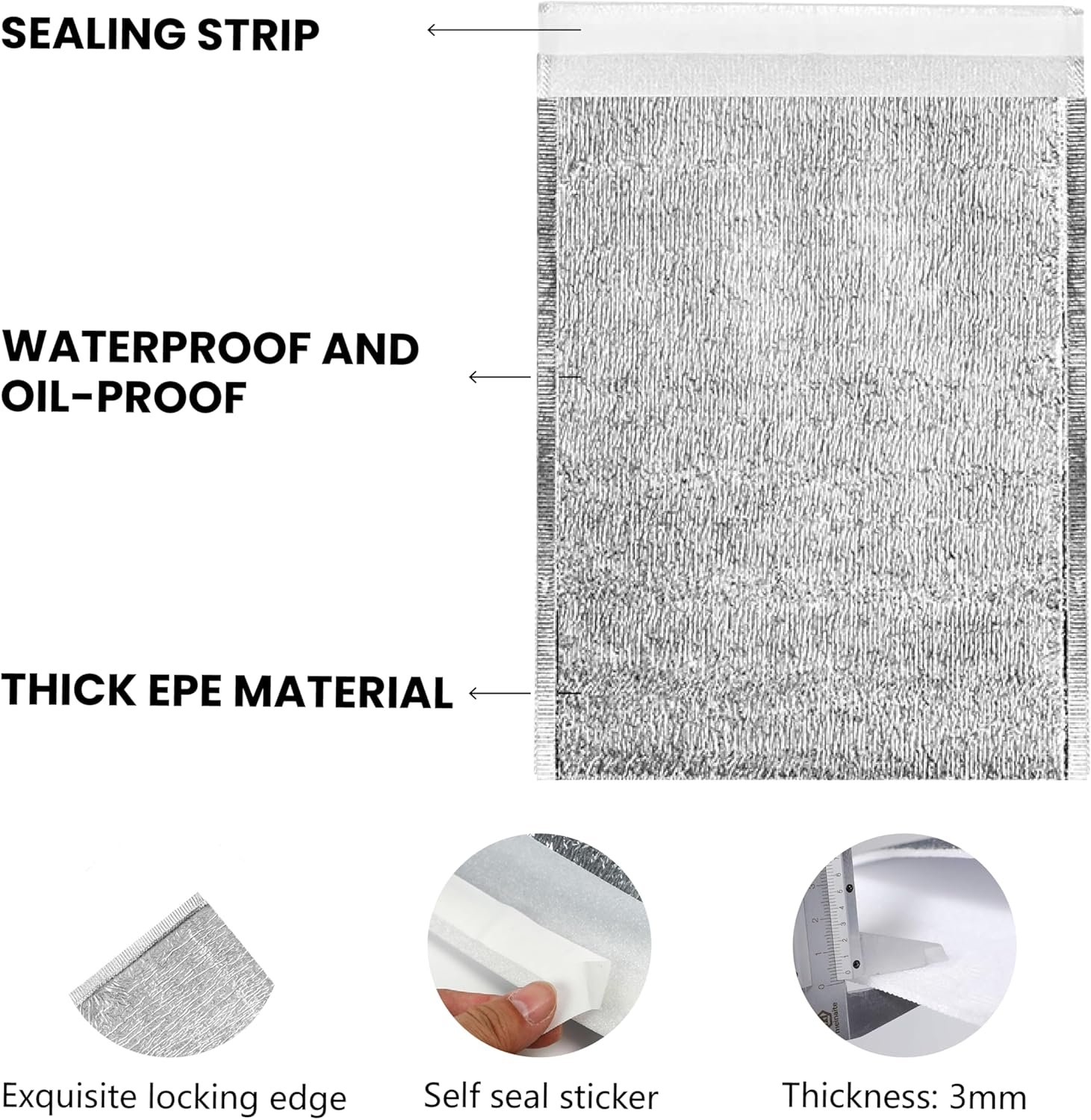 Fabrik Wiederverwendbare metallisierte wasserdichte Thermobox-Einlagen Großmenge Eigenmarke (20er Pack / 28 x 38 cm)