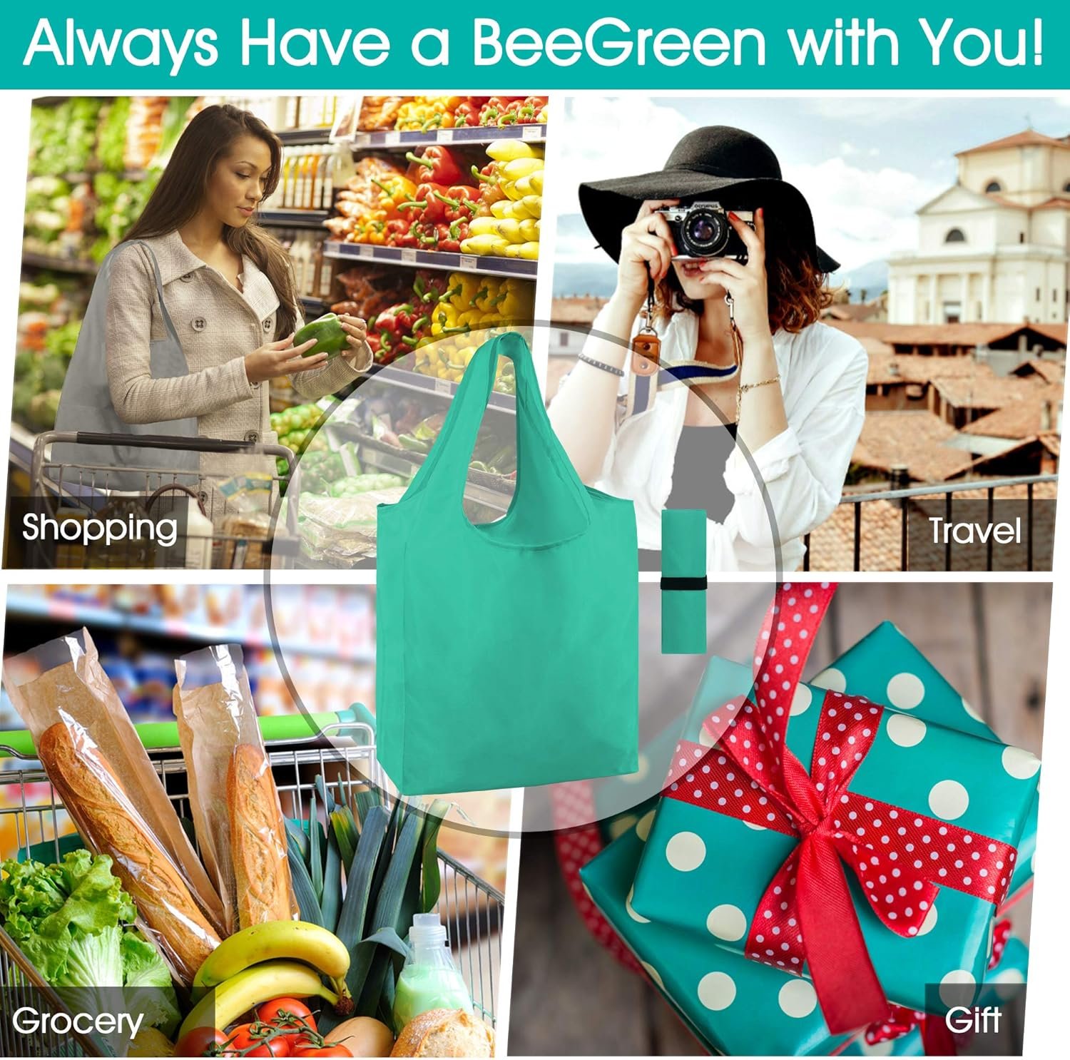 Großhandel extra große faltbare wiederverwendbare Einkaufstaschen 10er Pack 50 LBS bunt maschinenwaschbar mit Reißverschluss-Beutel leichtes Polyester Hersteller OEM