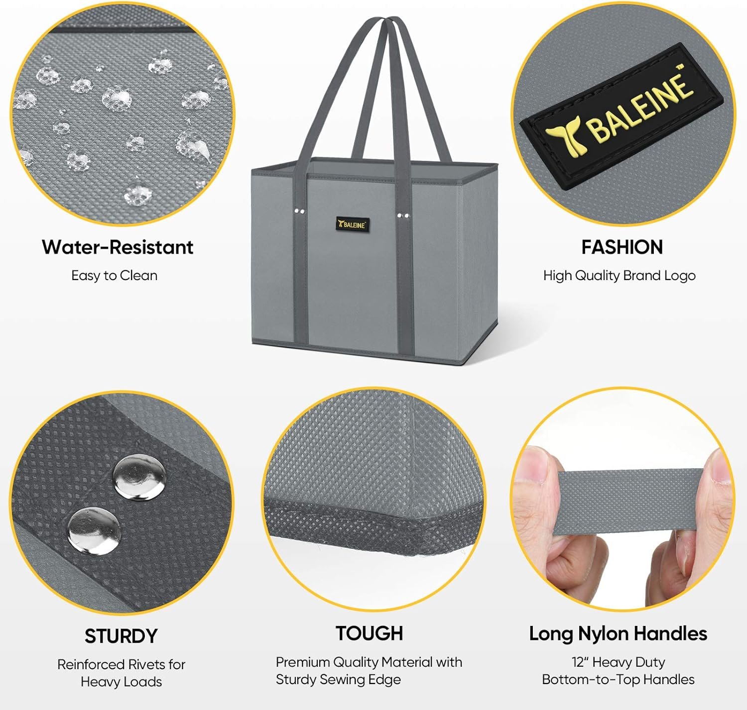 Großhandel OEM 3er-Pack wiederverwendbare faltbare Einkaufstaschen mit verstärktem Boden und Griffen vom Hersteller (Blütenzeit)