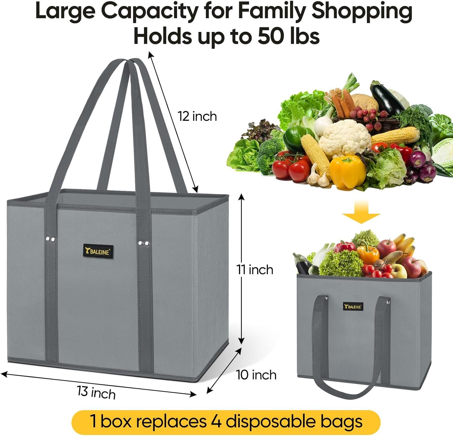 Großhandel OEM 3er-Pack wiederverwendbare faltbare Einkaufstaschen mit verstärktem Boden und Griffen vom Hersteller (Blütenzeit)