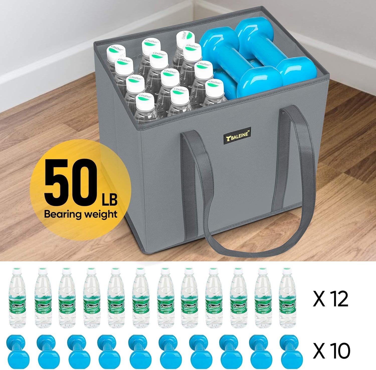 Großhandel OEM 3er-Pack wiederverwendbare faltbare Einkaufstaschen mit verstärktem Boden und Griffen vom Hersteller (Blütenzeit)