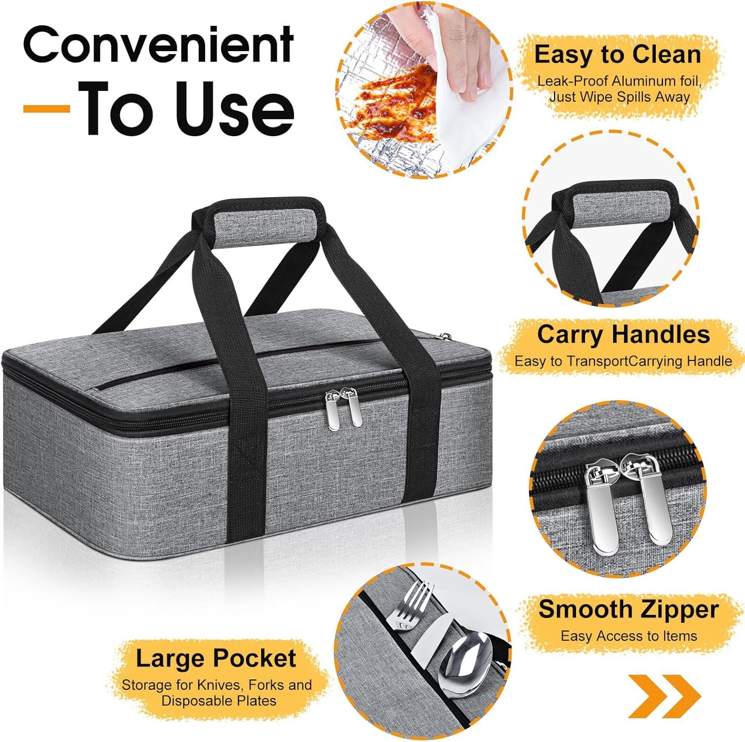 Hersteller isolierter portabler Auflaufträger Thermotasche für heiße oder kalte Speisen Lasagne Tasche Potluck OEM Großhandel passt 9 x 13 Zoll Auflaufform Grau
