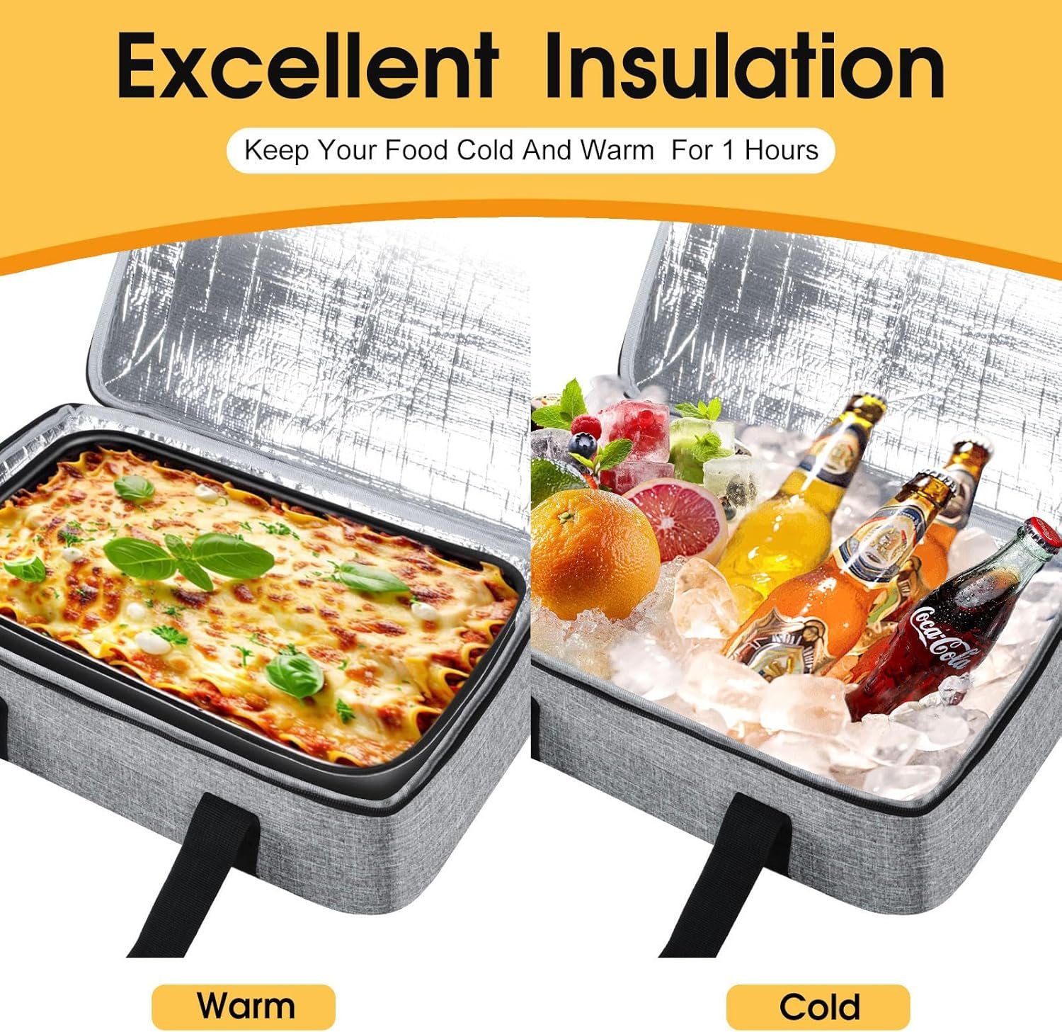 Hersteller isolierter portabler Auflaufträger Thermotasche für heiße oder kalte Speisen Lasagne Tasche Potluck OEM Großhandel passt 9 x 13 Zoll Auflaufform Grau