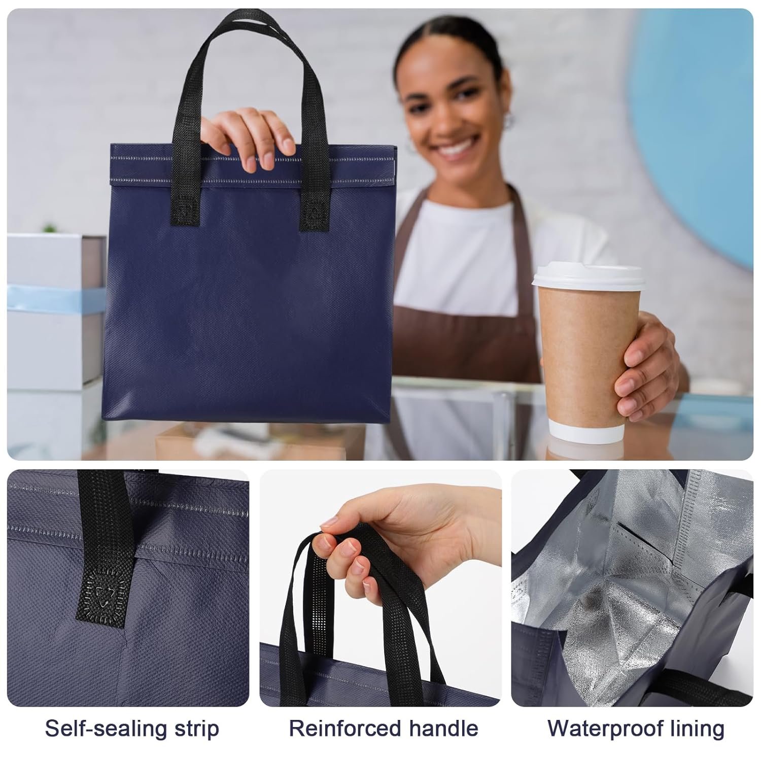 Großhandel 50 St. isolierte Take-Away-Taschen Thermoisolierend für Kaffee Milchtee heiße kalte frische Speisen Meeresfrüchte Catering Restaurant Hersteller OEM (24x24x15 cm, Marineblau) Großhandel 50 St. isolierte Take-Away-Taschen Thermoisolierend für Kaffee Milchtee heiße kalte frische Speisen Meeresfrüchte Catering Restaurant Hersteller OEM (24x24x15 cm, Marineblau)