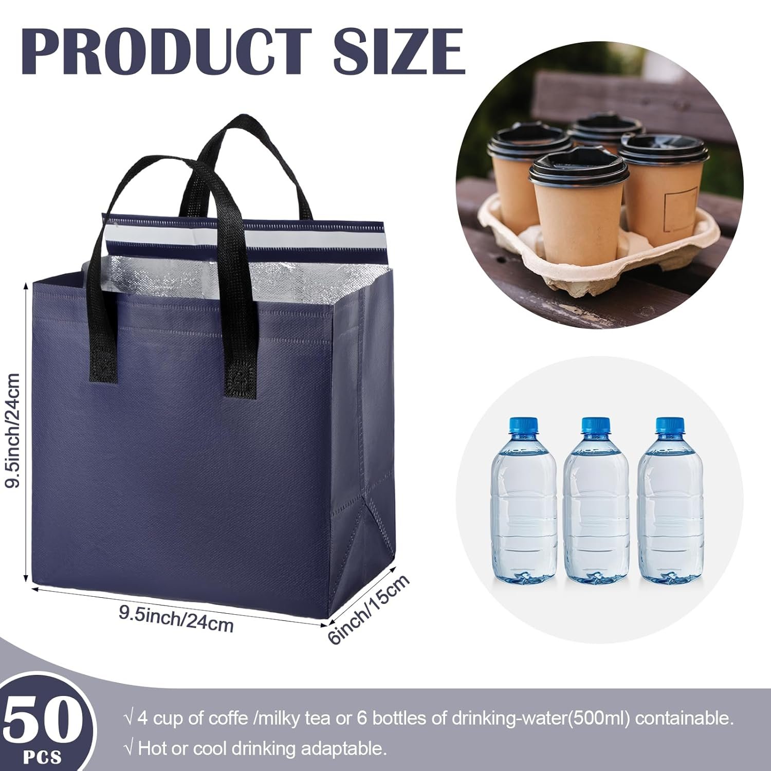 Großhandel 50 St. isolierte Take-Away-Taschen Thermoisolierend für Kaffee Milchtee heiße kalte frische Speisen Meeresfrüchte Catering Restaurant Hersteller OEM (24x24x15 cm, Marineblau) Großhandel 50 St. isolierte Take-Away-Taschen Thermoisolierend für Kaffee Milchtee heiße kalte frische Speisen Meeresfrüchte Catering Restaurant Hersteller OEM (24x24x15 cm, Marineblau)