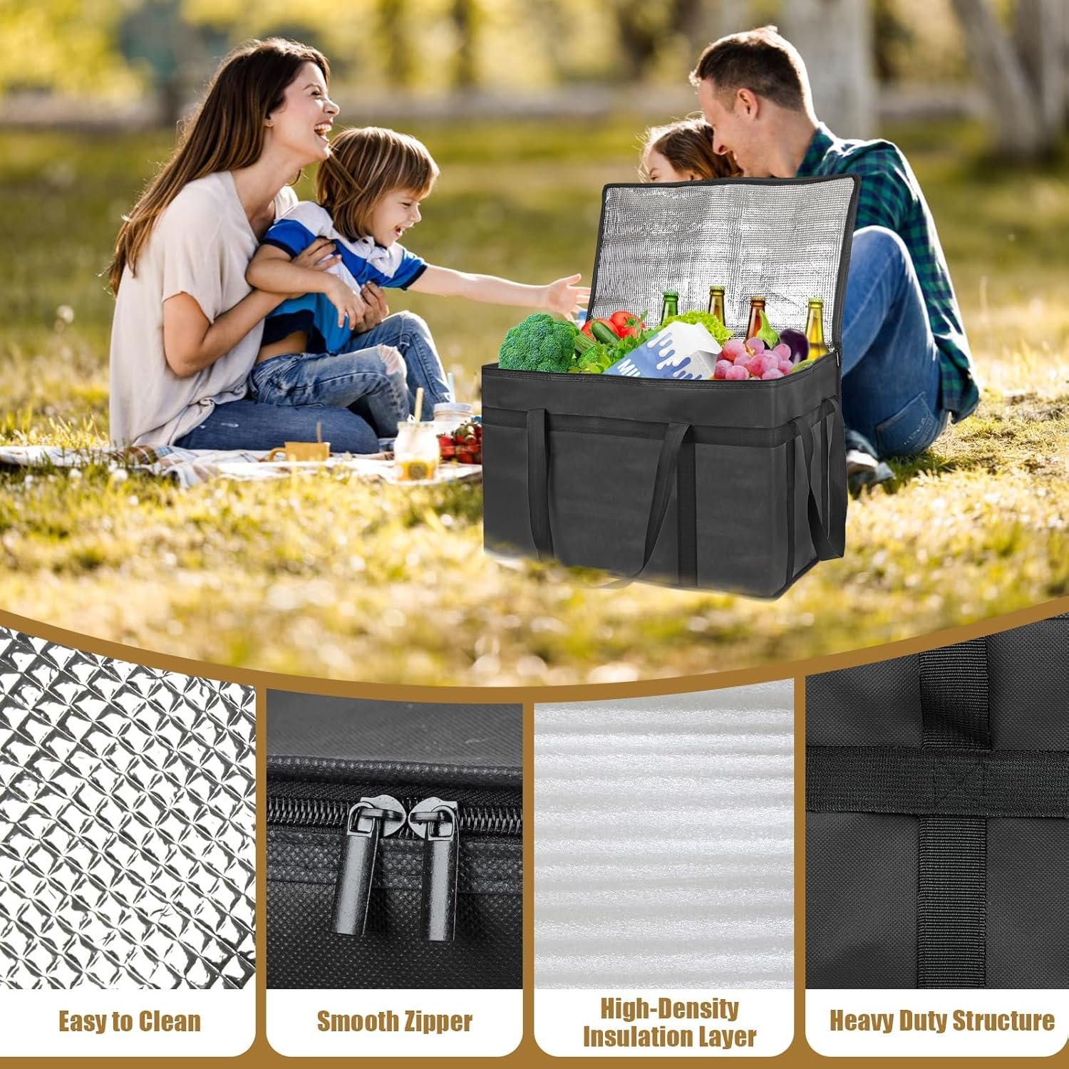 Großhandel XXXL Thermotaschen Pizzalieferung Lebensmittellieferung OEM große Kapazität warmhaltend faltbar schwerlastig Schwarz Hersteller Großhandel XXXL Thermotaschen Pizzalieferung Lebensmittellieferung OEM große Kapazität warmhaltend faltbar schwerlastig Schwarz Hersteller