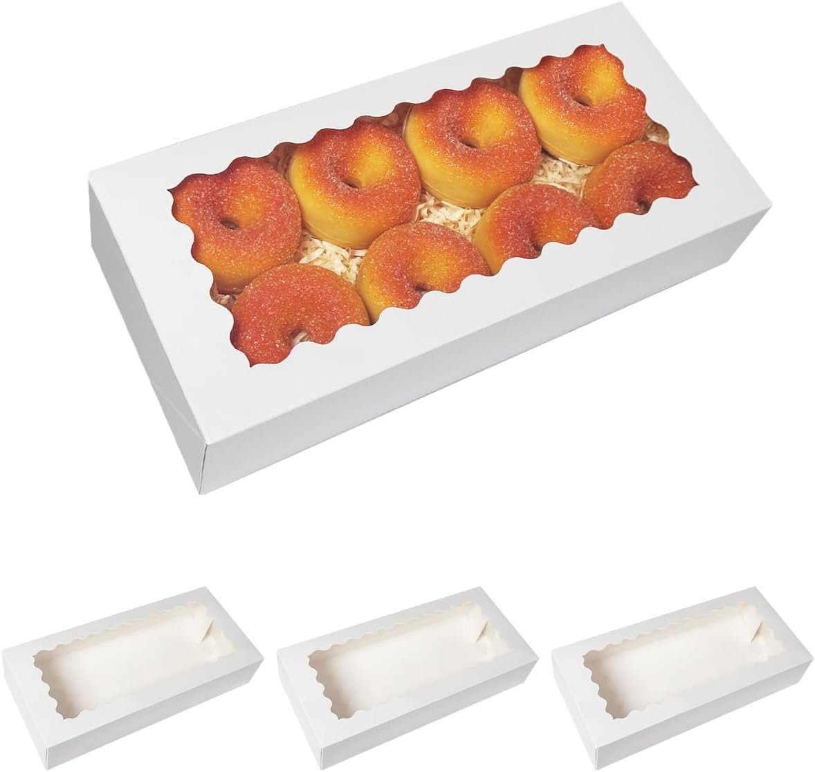 Großmenge weiße Pop-up Keksboxen mit Sichtfenster 12x5,5x2,5 Zoll OEM 30 Stk. Lieferant für Macarons Kekse Gebäck