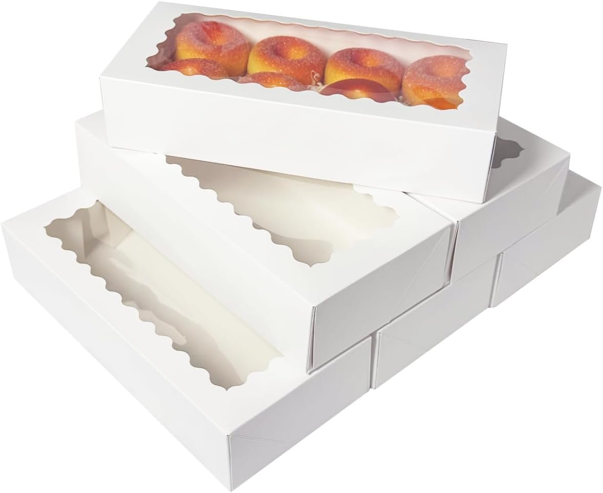 Großmenge weiße Pop-up Keksboxen mit Sichtfenster 12x5,5x2,5 Zoll OEM 30 Stk. Lieferant für Macarons Kekse Gebäck