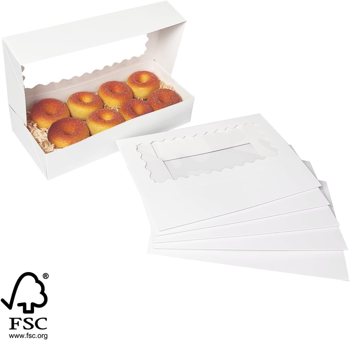 Großmenge weiße Pop-up Keksboxen mit Sichtfenster 12x5,5x2,5 Zoll OEM 30 Stk. Lieferant für Macarons Kekse Gebäck