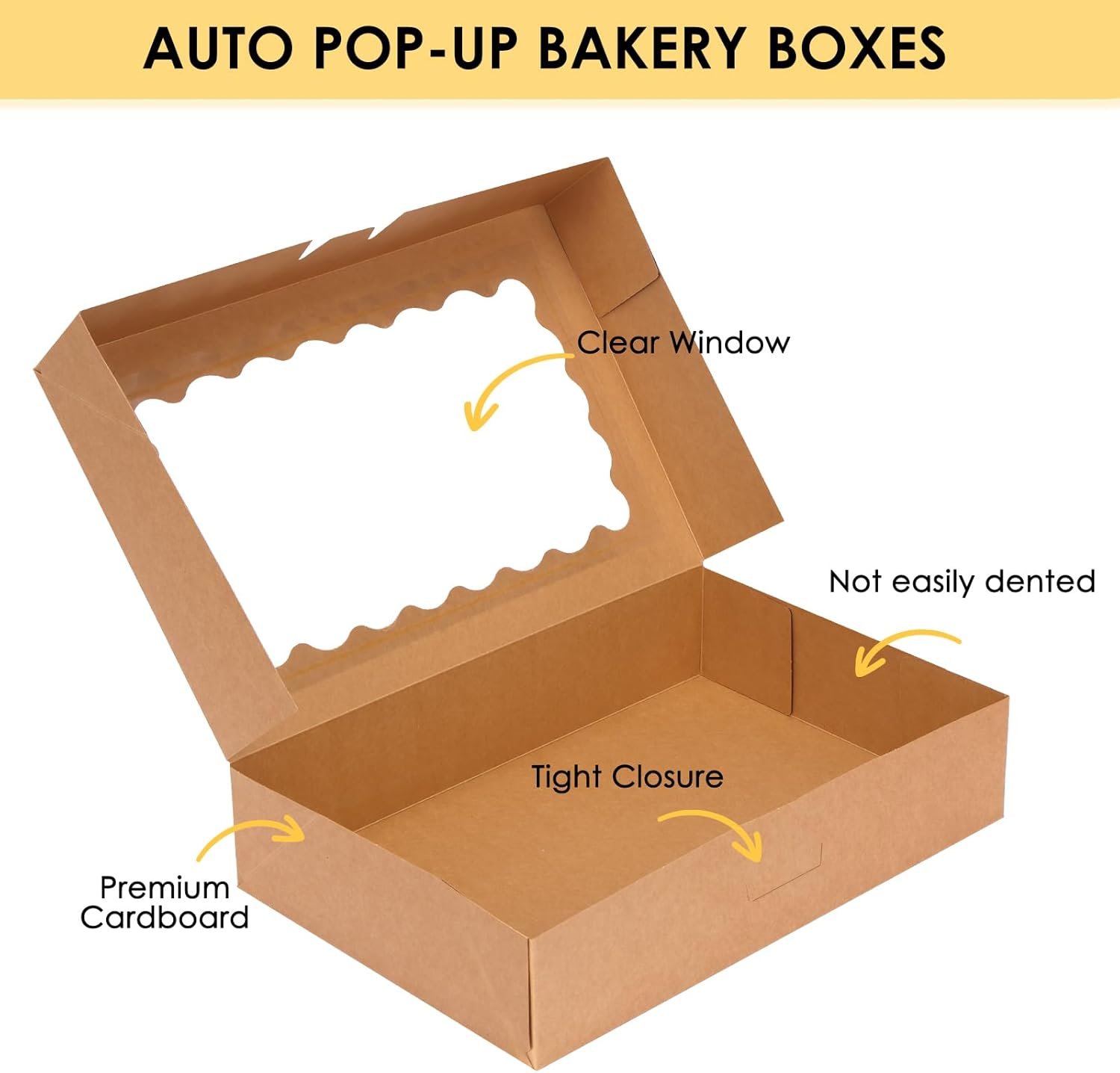 Großhandel Backereiboxen mit Fenster vom Hersteller 24 Stk 12x8x2,5 Zoll Auto-Popup für Muffins Gebäck braun OEM