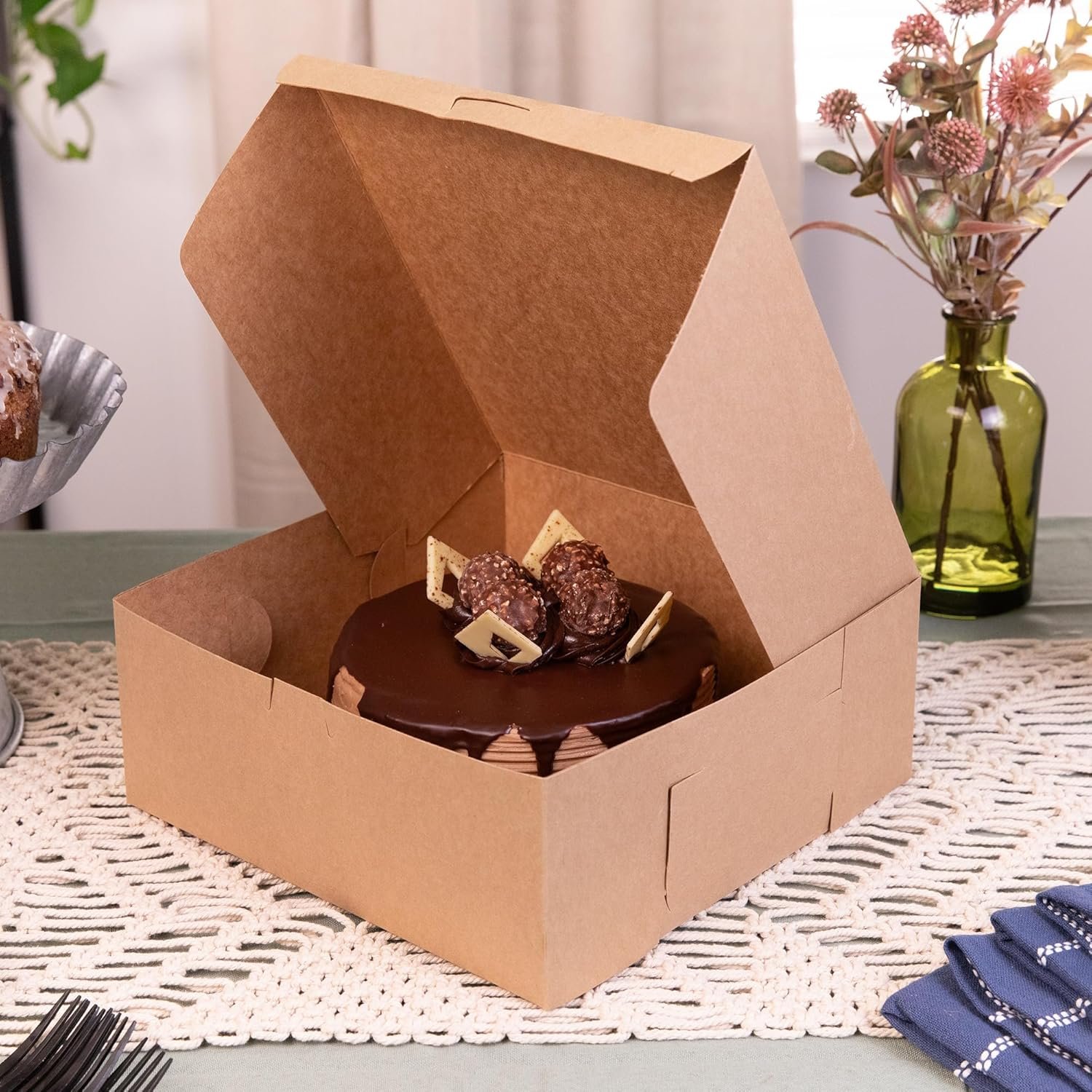 Großhandel einteilige Bäckereikartons ohne Fenster Kraft 10 x 10 x 4 braun Hersteller OEM 100er Bündel