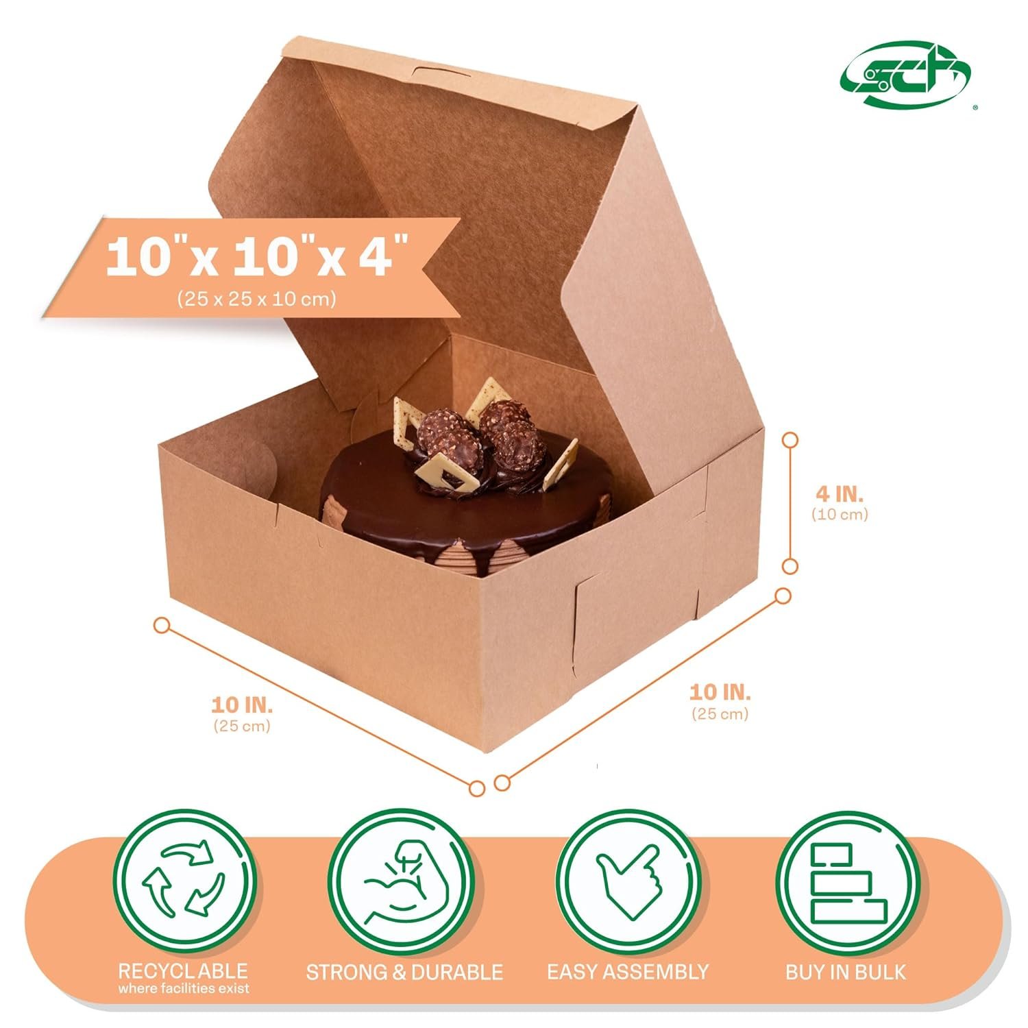 Großhandel einteilige Bäckereikartons ohne Fenster Kraft 10 x 10 x 4 braun Hersteller OEM 100er Bündel