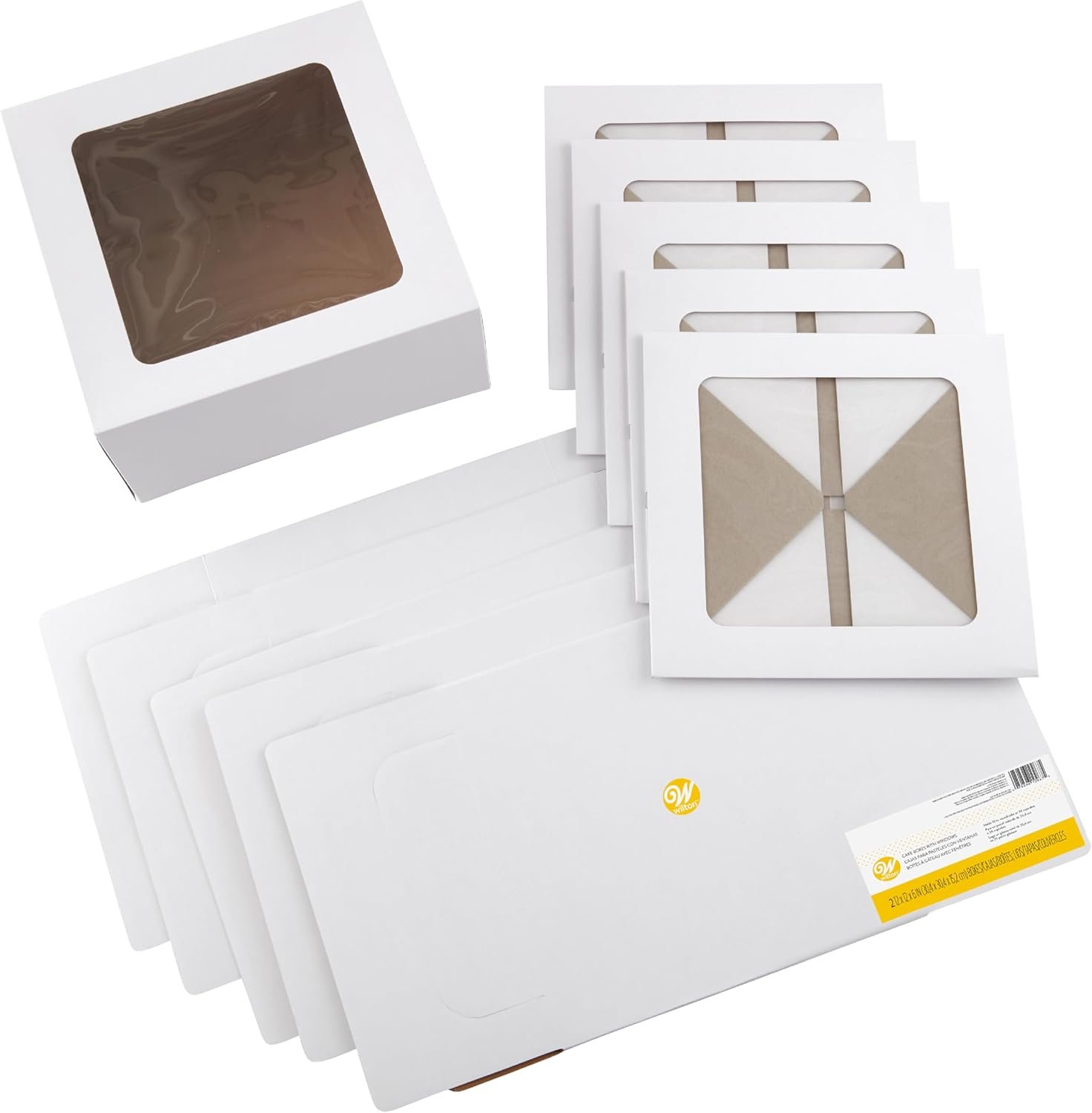 Großmenge 30 cm Kuchenboxen mit Sichtfenster für 25 cm Kuchen weiß aus stabilem Karton OEM Hersteller 6 Stück