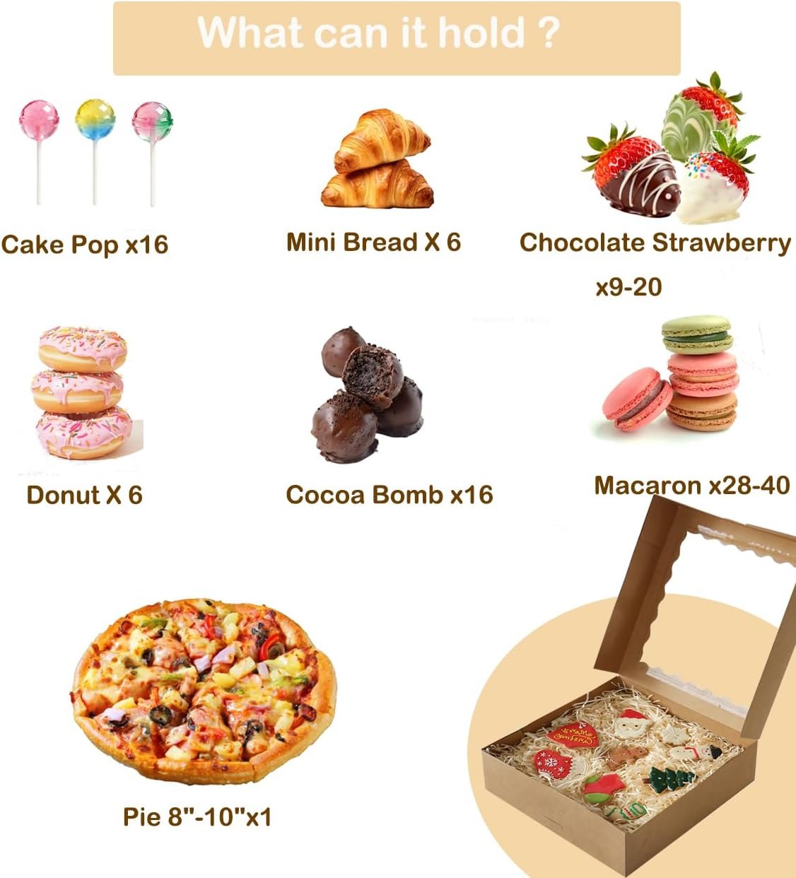 Großhandel für OEM Auto-Popup Bäckereiboxen vom Hersteller 20er-Pack mit klarem Fenster große Größe 10'' x 10'' x 2.5'' für Kekse Donuts Kuchen Törtchen Muffins Gebäck Schokoladen hausgemachte Geschenke