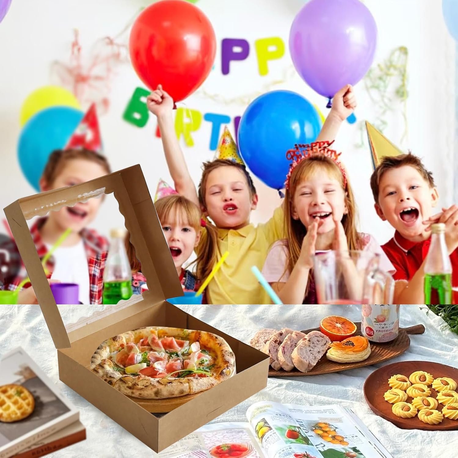 Großhandel für OEM Auto-Popup Bäckereiboxen vom Hersteller 20er-Pack mit klarem Fenster große Größe 10'' x 10'' x 2.5'' für Kekse Donuts Kuchen Törtchen Muffins Gebäck Schokoladen hausgemachte Geschenke