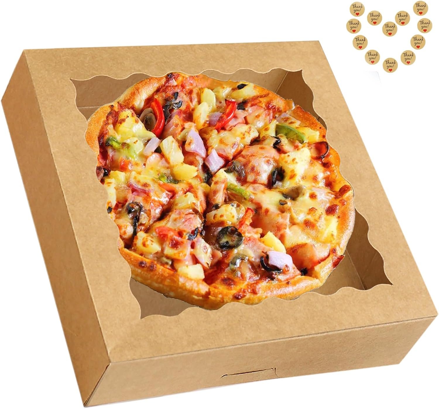 Großhandel für OEM Auto-Popup Bäckereiboxen vom Hersteller 20er-Pack mit klarem Fenster große Größe 10'' x 10'' x 2.5'' für Kekse Donuts Kuchen Törtchen Muffins Gebäck Schokoladen hausgemachte Geschenke