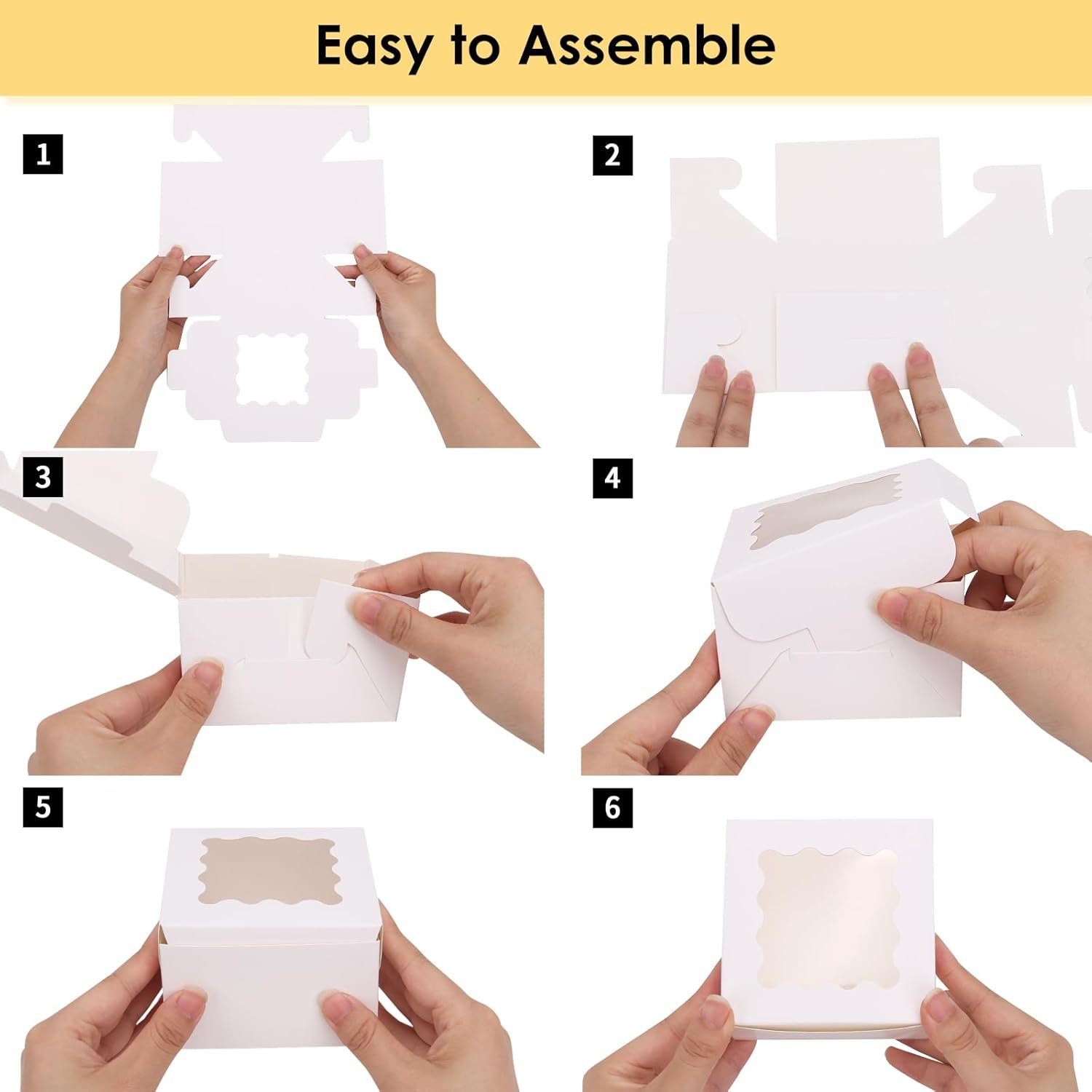 Hersteller 24er weiße Keksboxen mit Sichtfenster 4x4x2,5 Zoll und Stickern für kleine Kekse Desserts Schokoladen-Erdbeeren in Großmenge OEM