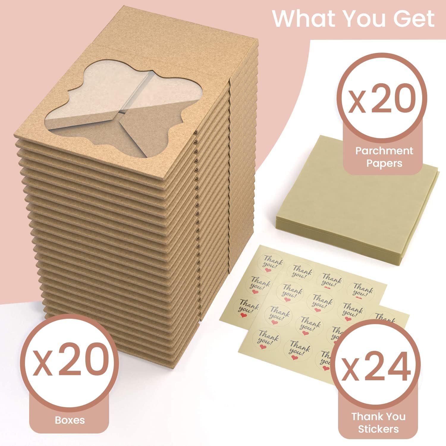 OEM Keksboxen Großhandel 20er Pack 6x6x3 Zoll mit Fenster extra dickwandig vom Lieferant zum Verschenken für Backwaren Cupcakes Desserts Erdbeeren