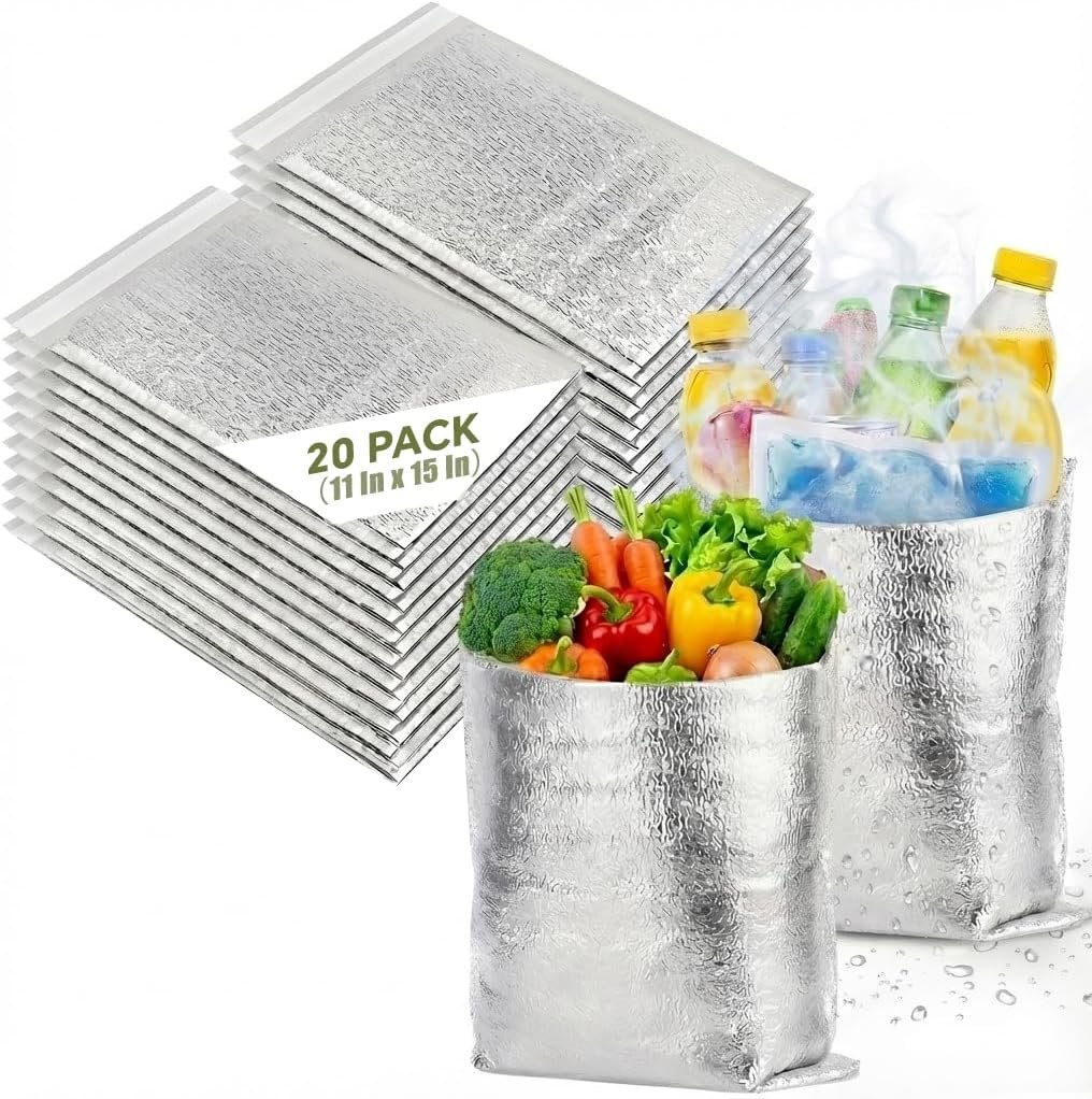 Fabrik Wiederverwendbare metallisierte wasserdichte Thermobox-Einlagen Großmenge Eigenmarke (20er Pack / 28 x 38 cm)