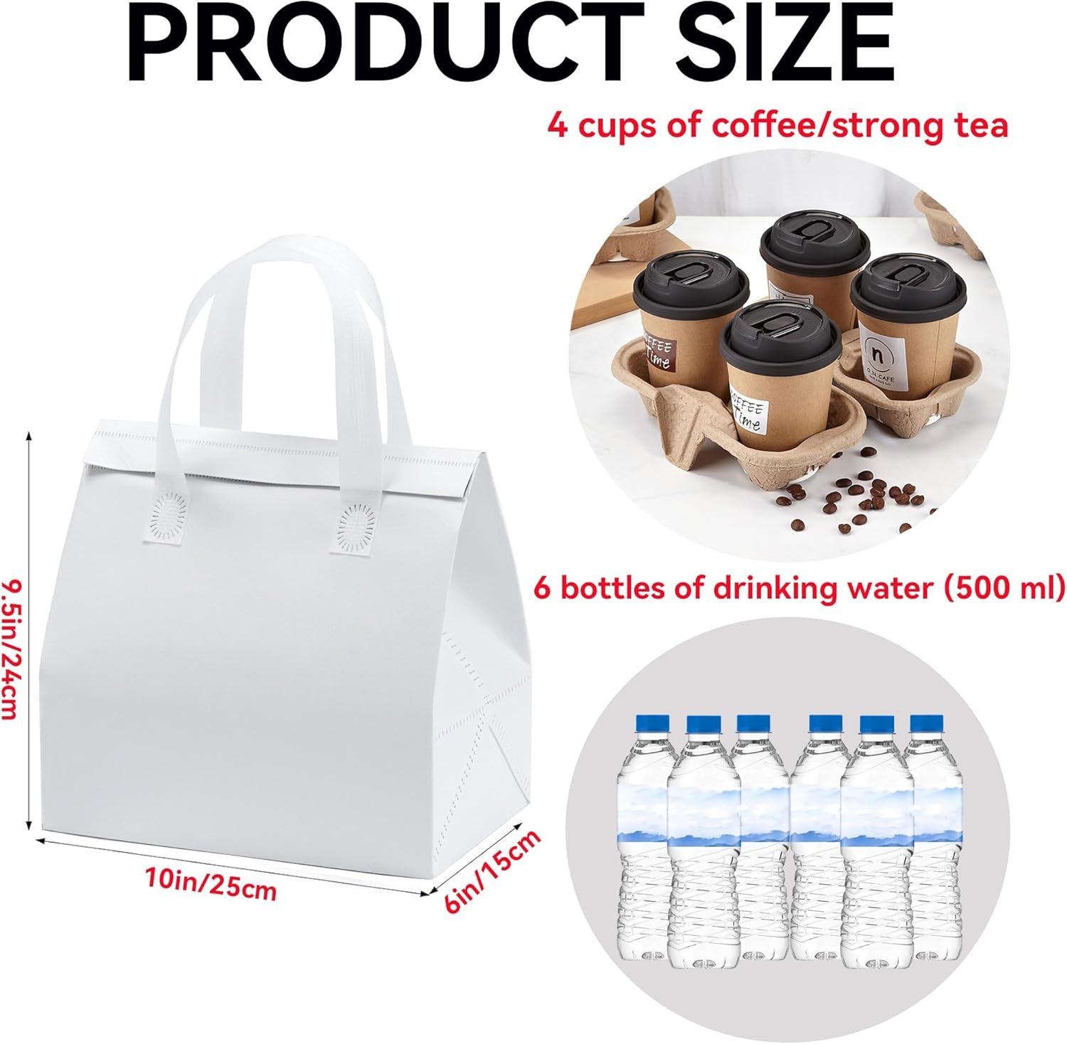 OEM Einweg-Isolierbeutel für Take-Away Kaffee Milchtee Meeresfrüchte Pizza vom Lieferanten 100 Stk. 24 x 15 x 25 cm weiß Großmenge