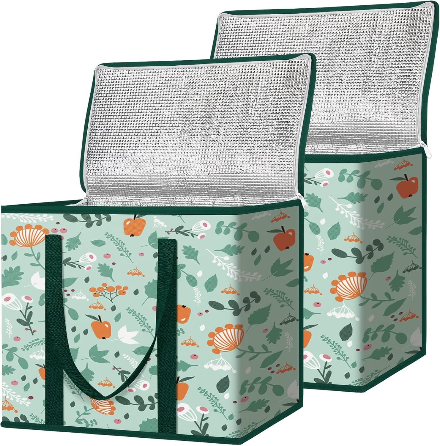 Großhandel isolierte wiederverwendbare zusammenklappbare Einkaufstaschen 2er-Pack robust groß (16''x9''x13'') Fabrik OEM