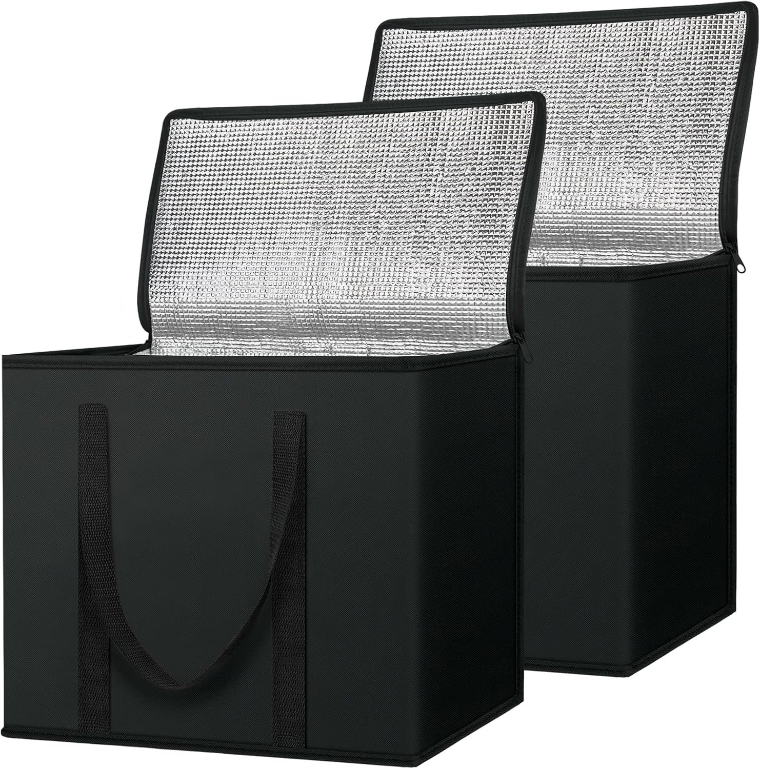 OEM 2er Pack isolierte zusammenklappbare Einkaufstaschen Kühlertasche schwerlast groß Fabrik 16''x9''x13'' Anthrazit Großmenge